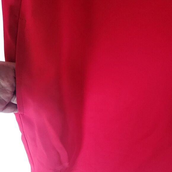 Caroline Rose Julia Matte Crepe Shift Dress Red XL 3/4 Flutter Sleeve Round Neck - Picture 6 of 9